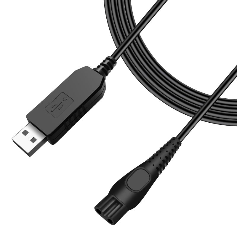 15V USB Charging Cable for Philips Shaver, Norelco One Blade & All-in-One Grooming Trimmers - Replacement HQ8505 Charger Cord,Compatible with Philip Series 3000 5000 7000 (Black)
